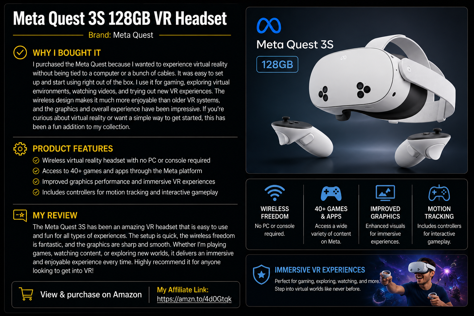 Meta Quest 3S 128GB VR Headset