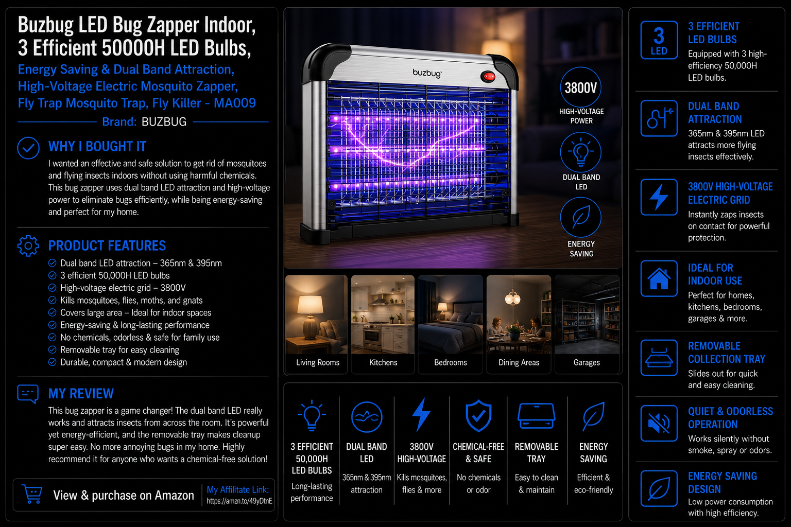 Buzbug LED Bug Zapper Indoor