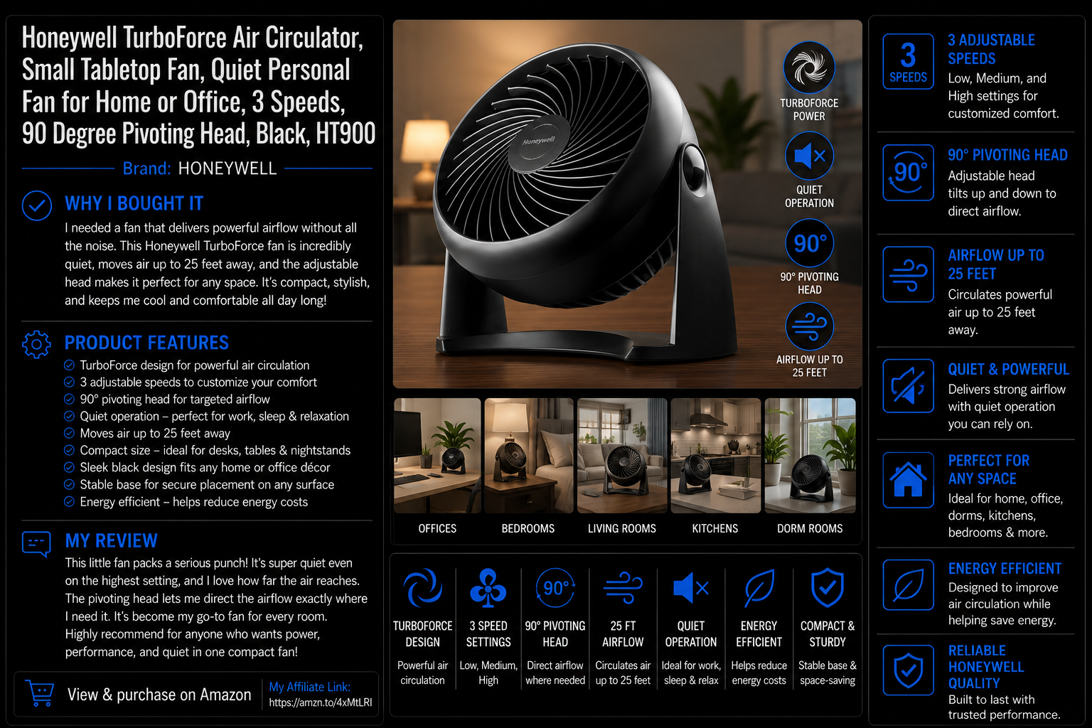 Honeywell TurboForce Air Circulator, Small Tabletop Fan