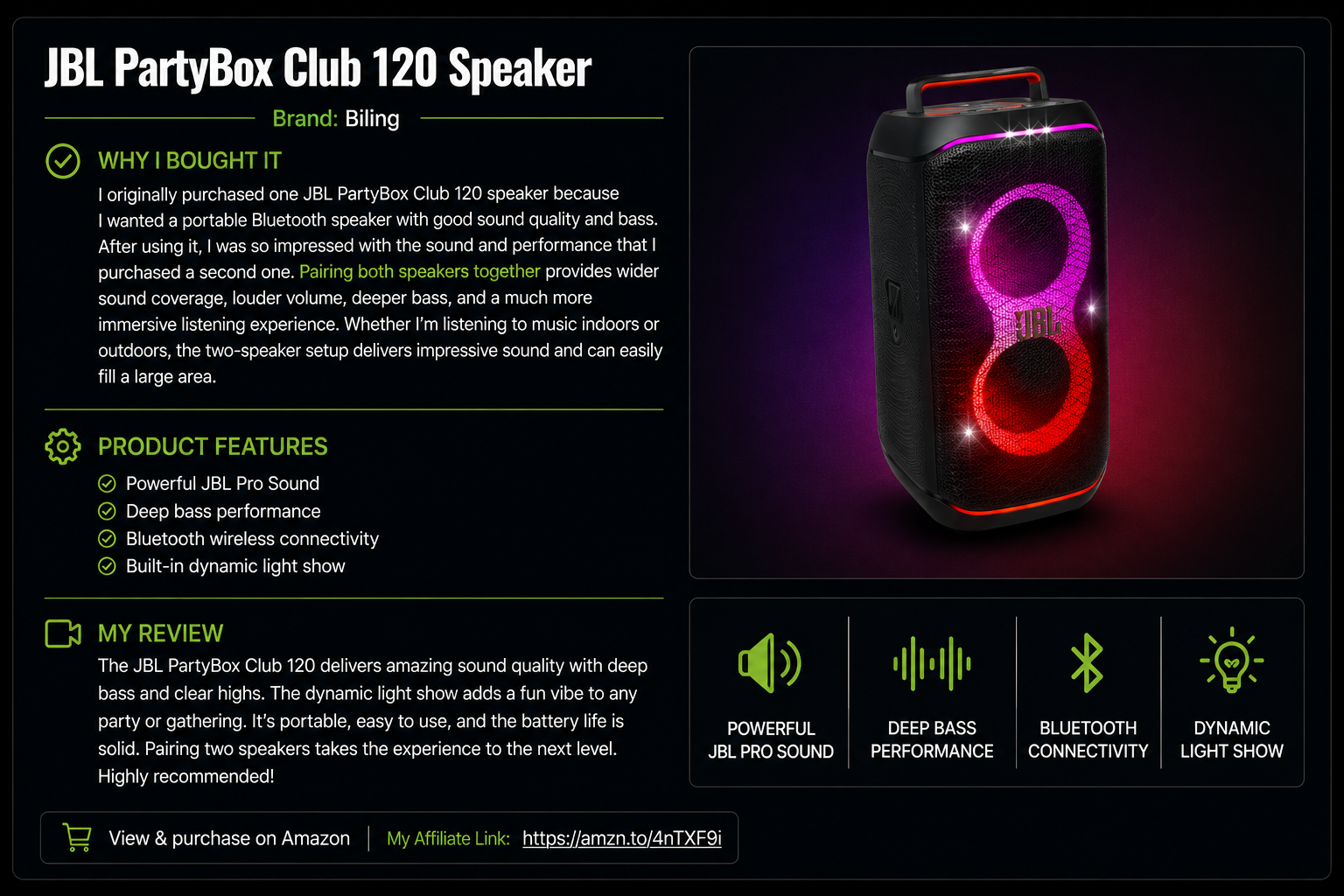 JBL PartyBox Club 120 Speaker