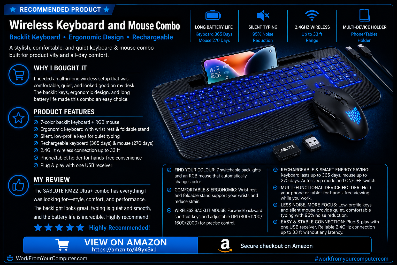 Wireless Keyboard and Mouse Backlit