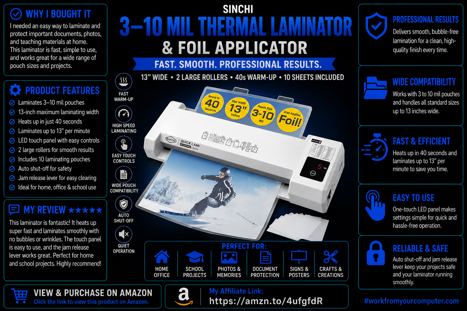 SINCHI 3–10 Mil Thermal Laminator & Foil Applicator