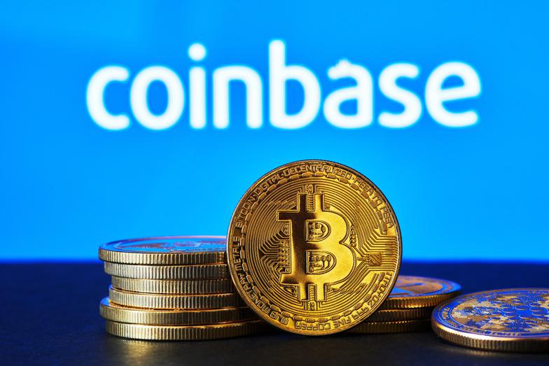 IMG OF COINBASE WITH IMG OF A BITCOIN