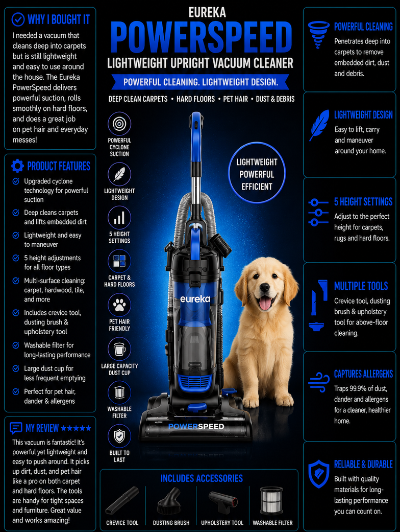 Eureka Lightweight Powerful Upright Vacuum Cleaner