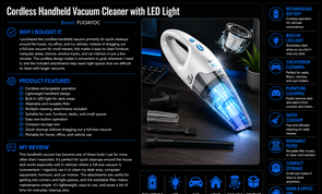 Cordless Handheld Vacuum Cleaner with LED Light