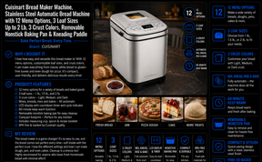 Cuisinart Bread Maker Machine, Stainless Steel Automatic Bread Machine