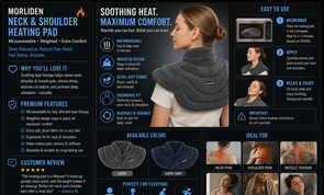 MORLIDEN Neck Heating Pad Microwavable for Shoulders, Warmer Wrap Microwave Heating Pad