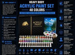 Heavy Body Acrylic Paint Set 48 Colors x 12ml