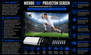 NIERBO Large Projector Screen 180 Inch