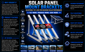 Solar Panel Mount Brackets, 2 Sets 45 inch Adjustable with Foldable Tilt Legs