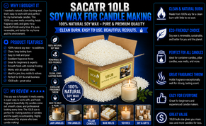 SACATR 10LB Soy Wax for Candle Making, 100% Soy Wax - Natural Candle Wax